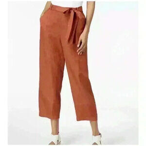 Eileen Fisher Cropped Burnt Orange Earthy Pull On Tie Waist Pants Size Medium